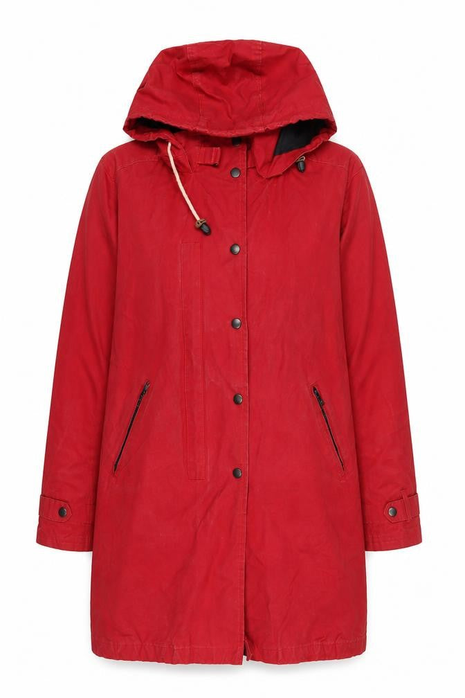Celtic & Co. Women Red Cotton Hooded Parka Coat Size 12
