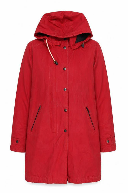 Celtic & Co. Women Red Cotton Hooded Parka Coat Size 12