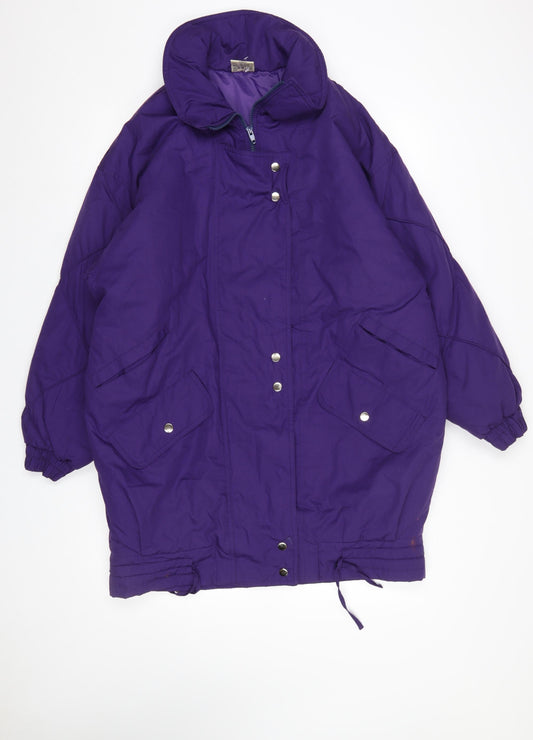 Casual Woman Purple Parka Jacket Women Size 16 Mid-Length Lined