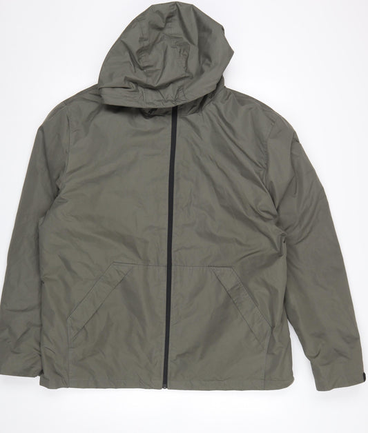 Primark Mens Green 2XL Hooded Windbreaker Jacket Lightweight Casual