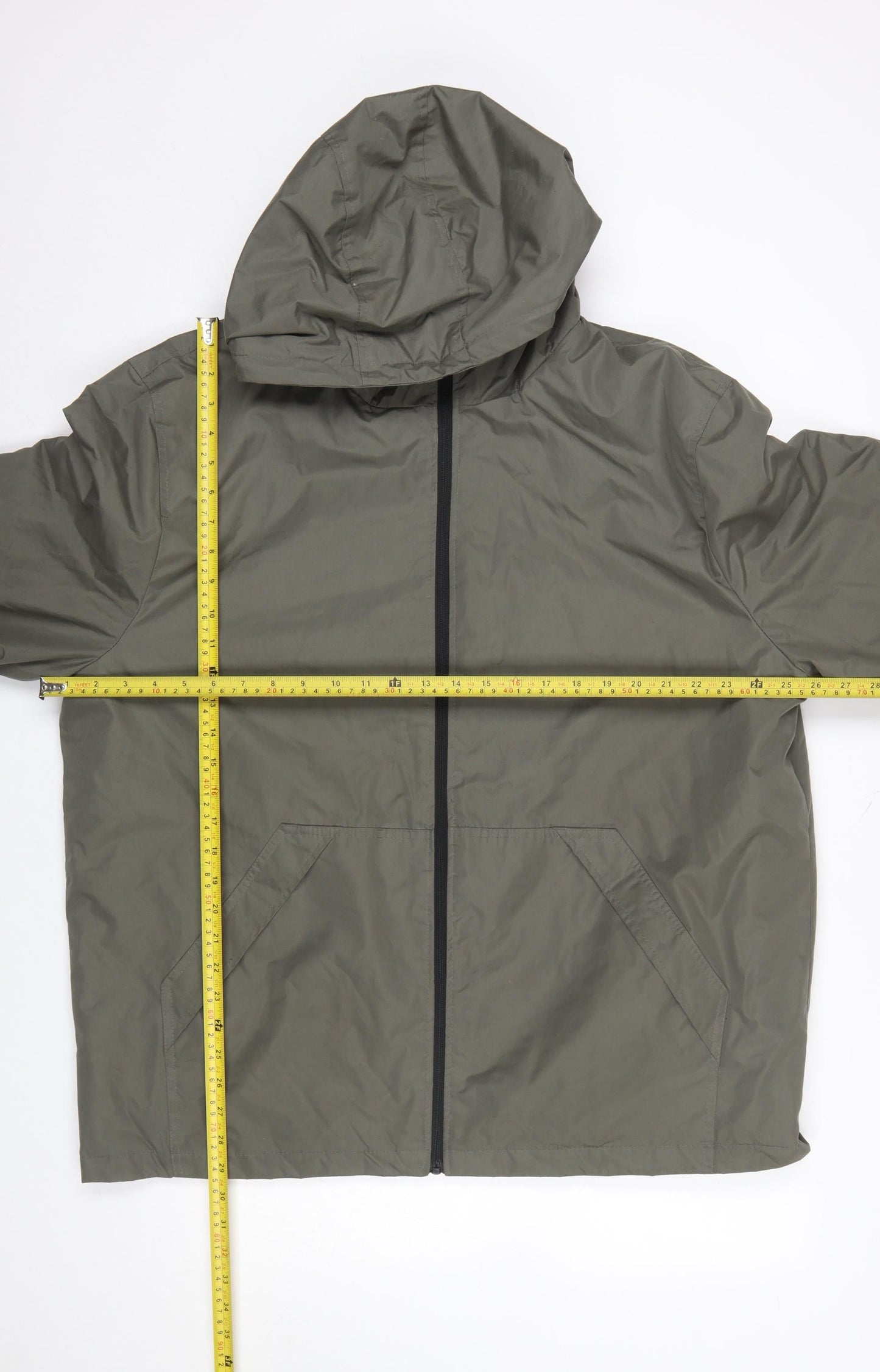 Primark Mens Green 2XL Hooded Windbreaker Jacket Lightweight Casual