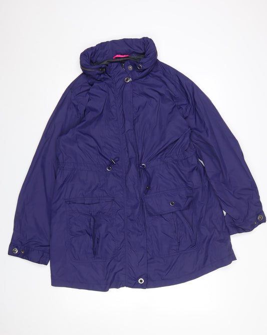 Verge Women's Blue Nylon Anorak Jacket Size M Hooded Mid-Length