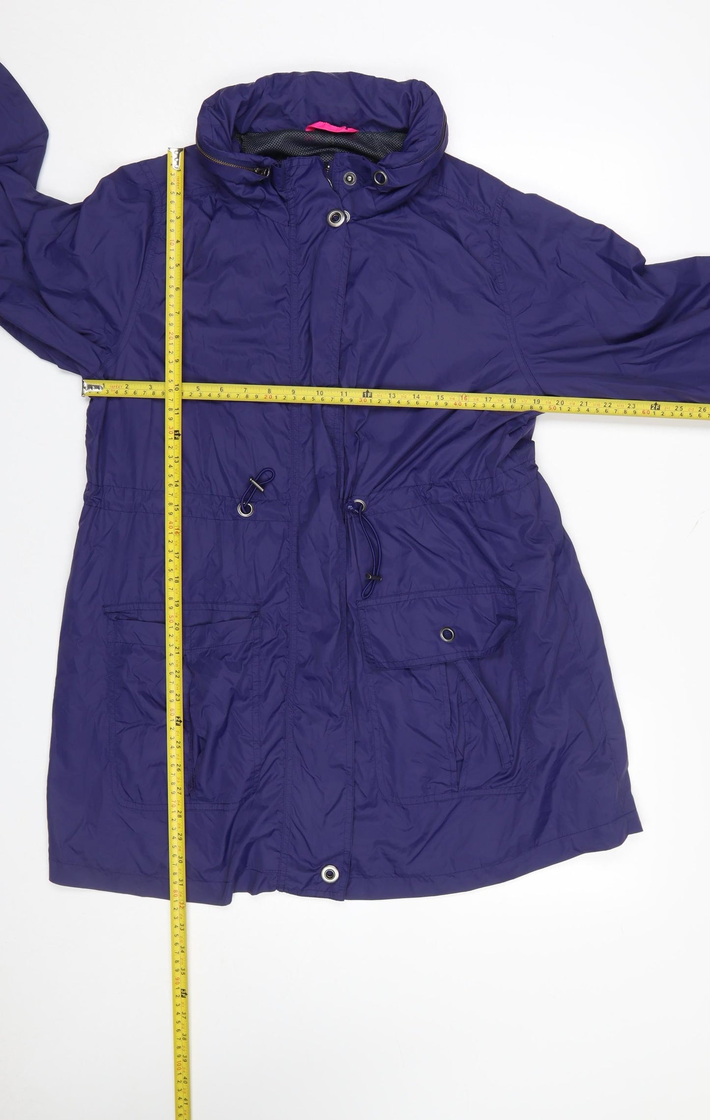 Verge Women's Blue Nylon Anorak Jacket Size M Hooded Mid-Length