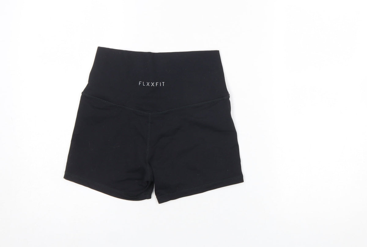 FLXXFIT Womens Black Biker Shorts Medium Stretch Gym Yoga Activewear