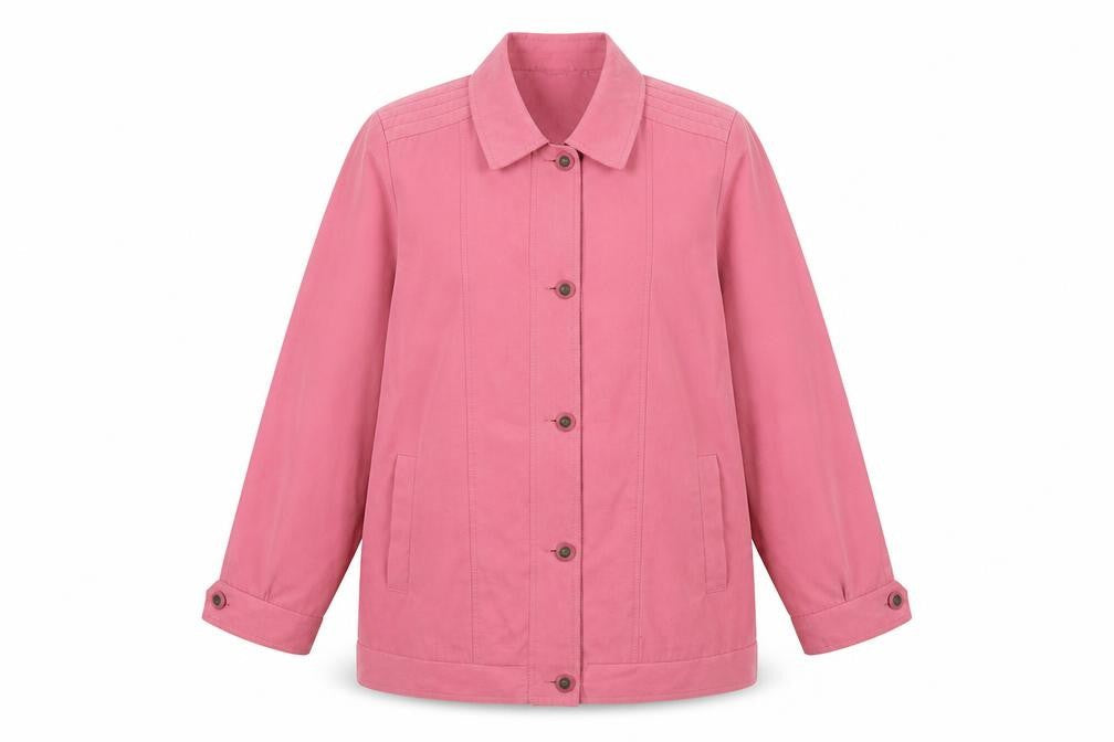 Klassik Women Pink Size 12 Mid-Length Button Coat Polyester Nylon