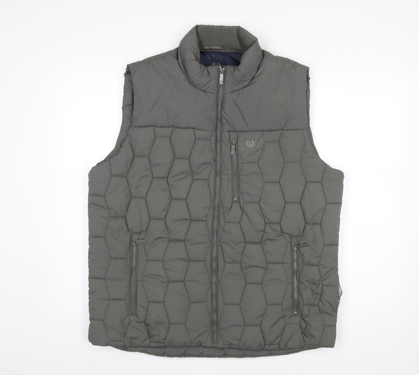 Lincoln Men's Grey Quilted Puffer Waistcoat L Winter Casual