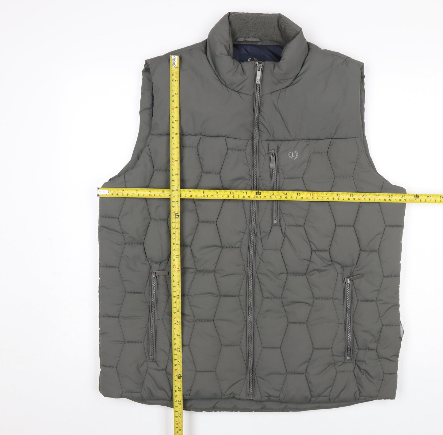 Lincoln Men's Grey Quilted Puffer Waistcoat L Winter Casual