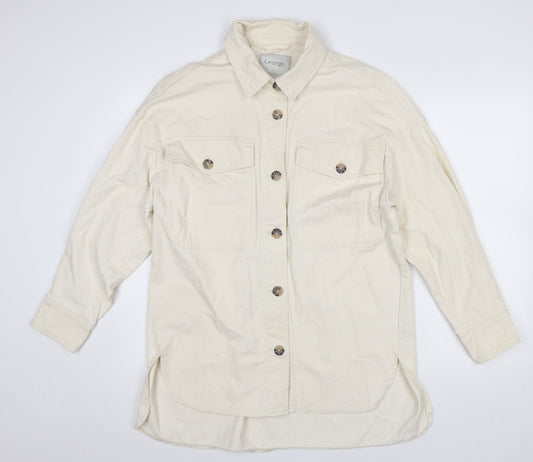 George Women’s Ivory Cotton Twill Button Jacket Size S 8-10