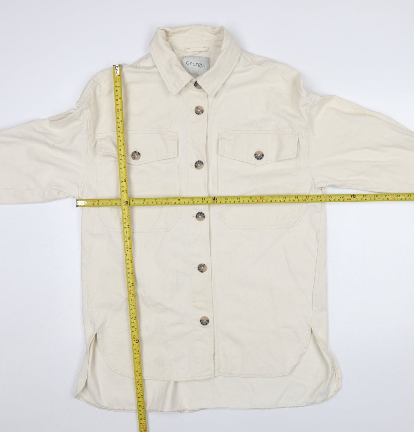 George Women’s Ivory Cotton Twill Button Jacket Size S 8-10