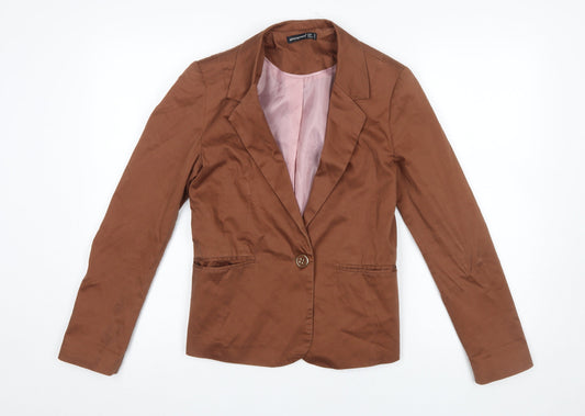 Atmosphere Women Brown Blazer Size 10 Slim Fit Single-Breasted Jacket