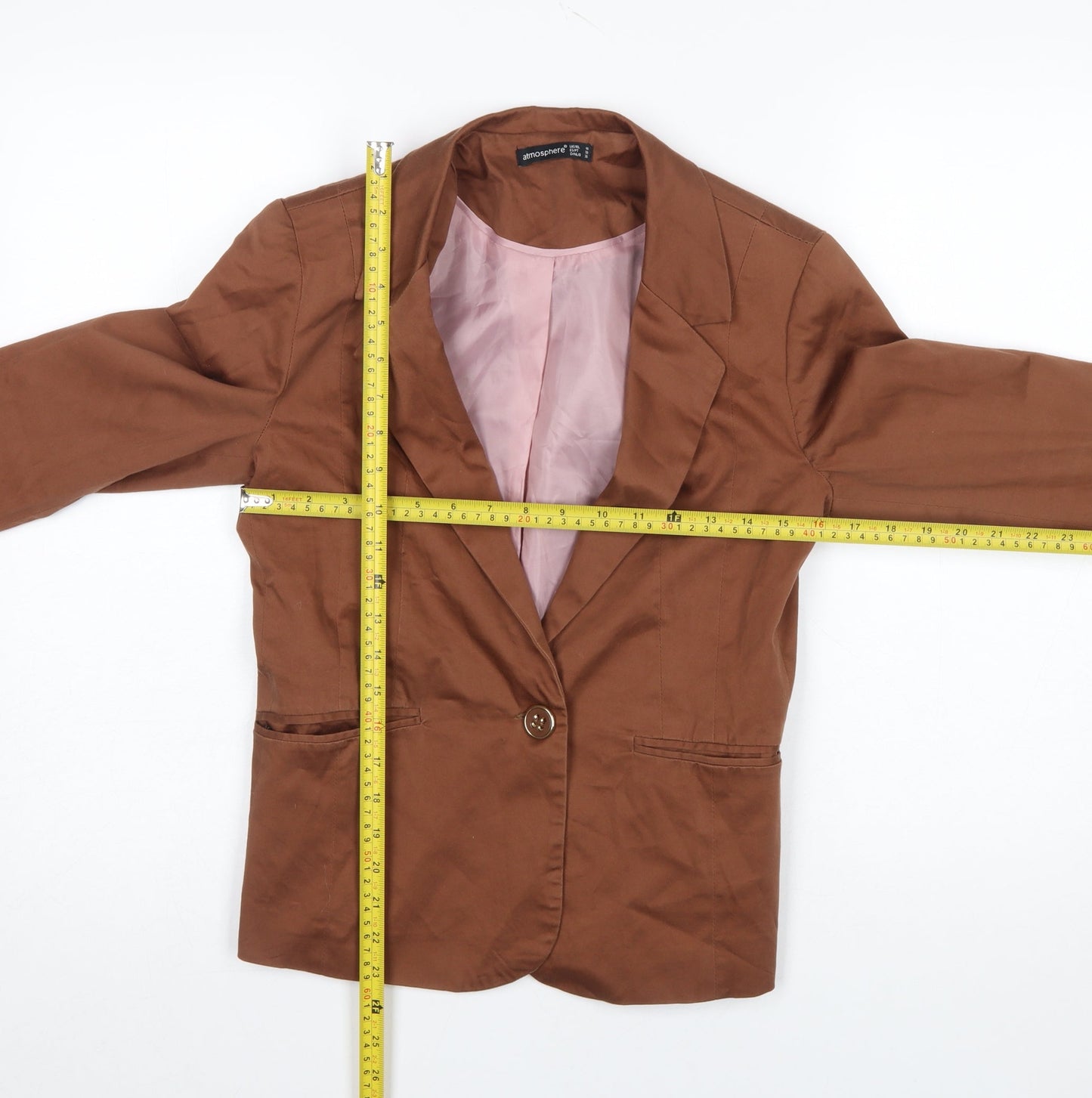 Atmosphere Women Brown Blazer Size 10 Slim Fit Single-Breasted Jacket