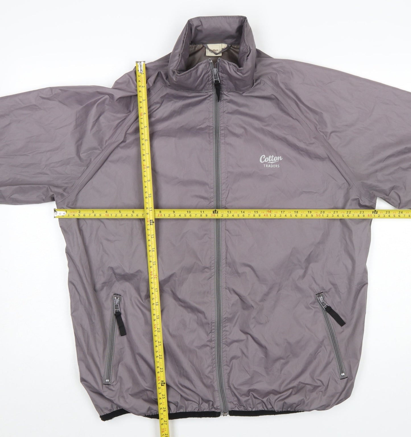 Cotton Traders Men’s Grey L Lightweight Windbreaker Jacket Lined Zip