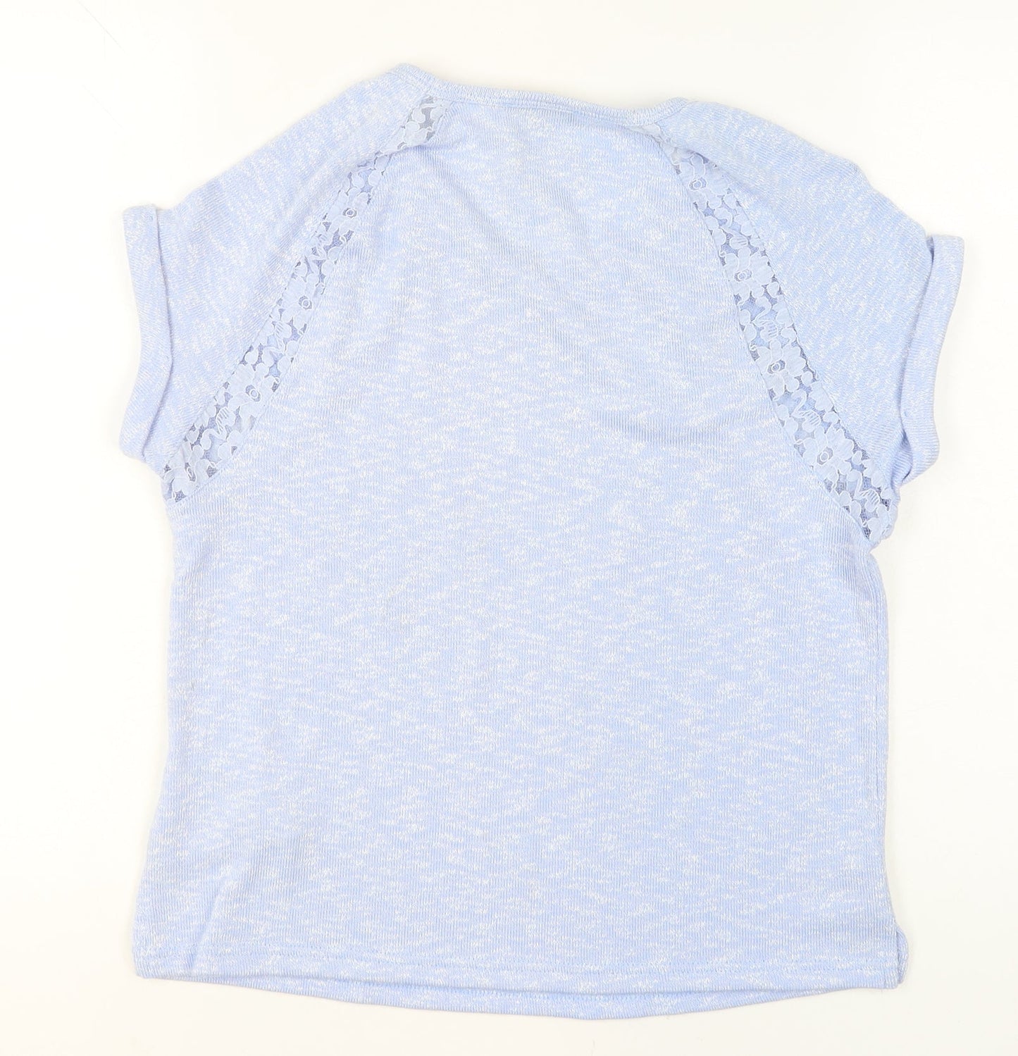 New Look Women Blue Lace Detail Short Sleeve Pullover Jumper Size 10