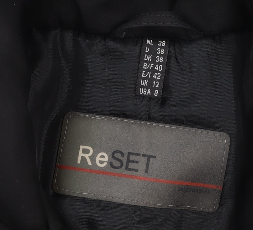 ReSET Women’s Black Hooded Waterproof Long Rain Coat Size 12