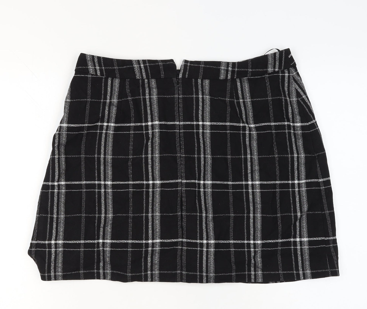 Oasis Women Black Check Pencil Skirt Size 16 Short Lined