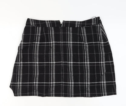 Oasis Women Black Check Pencil Skirt Size 16 Short Lined