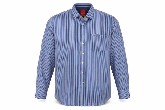 Benetti Men's Blue Striped Cotton Long Sleeve Button-Up Shirt XXL