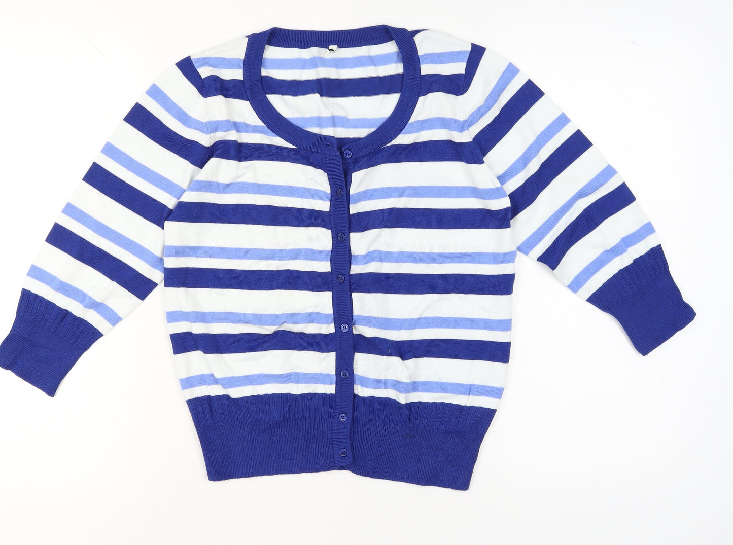 Peppercorn Women's Blue Striped Knit Cardigan Size M