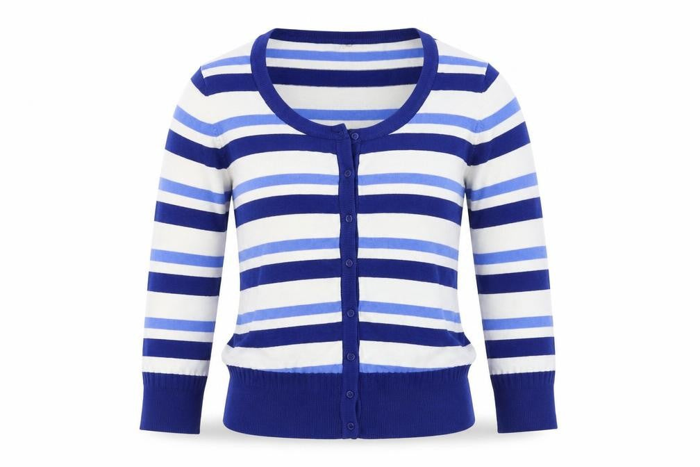 Peppercorn Women's Blue Striped Knit Cardigan Size M