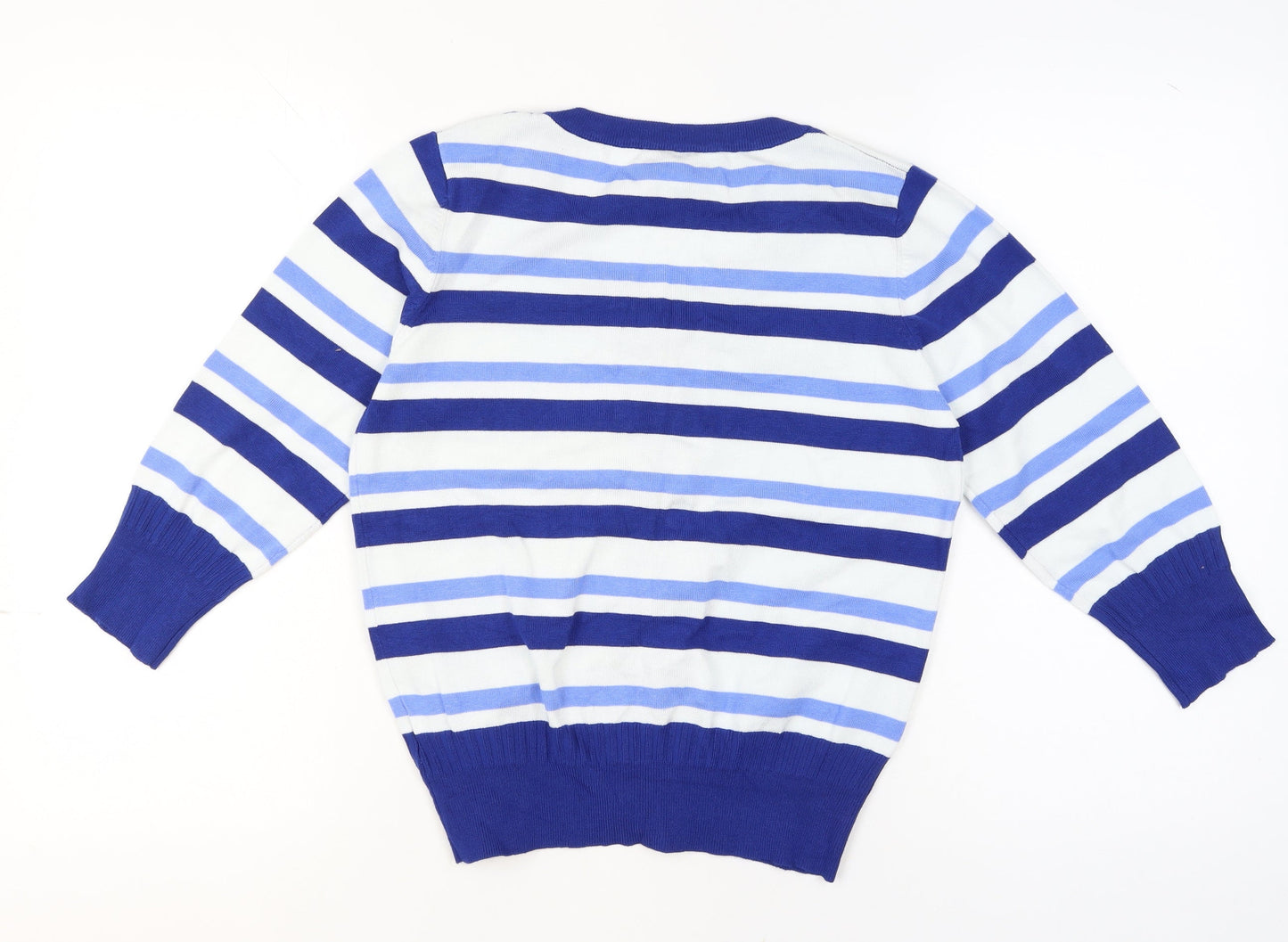Peppercorn Women's Blue Striped Knit Cardigan Size M