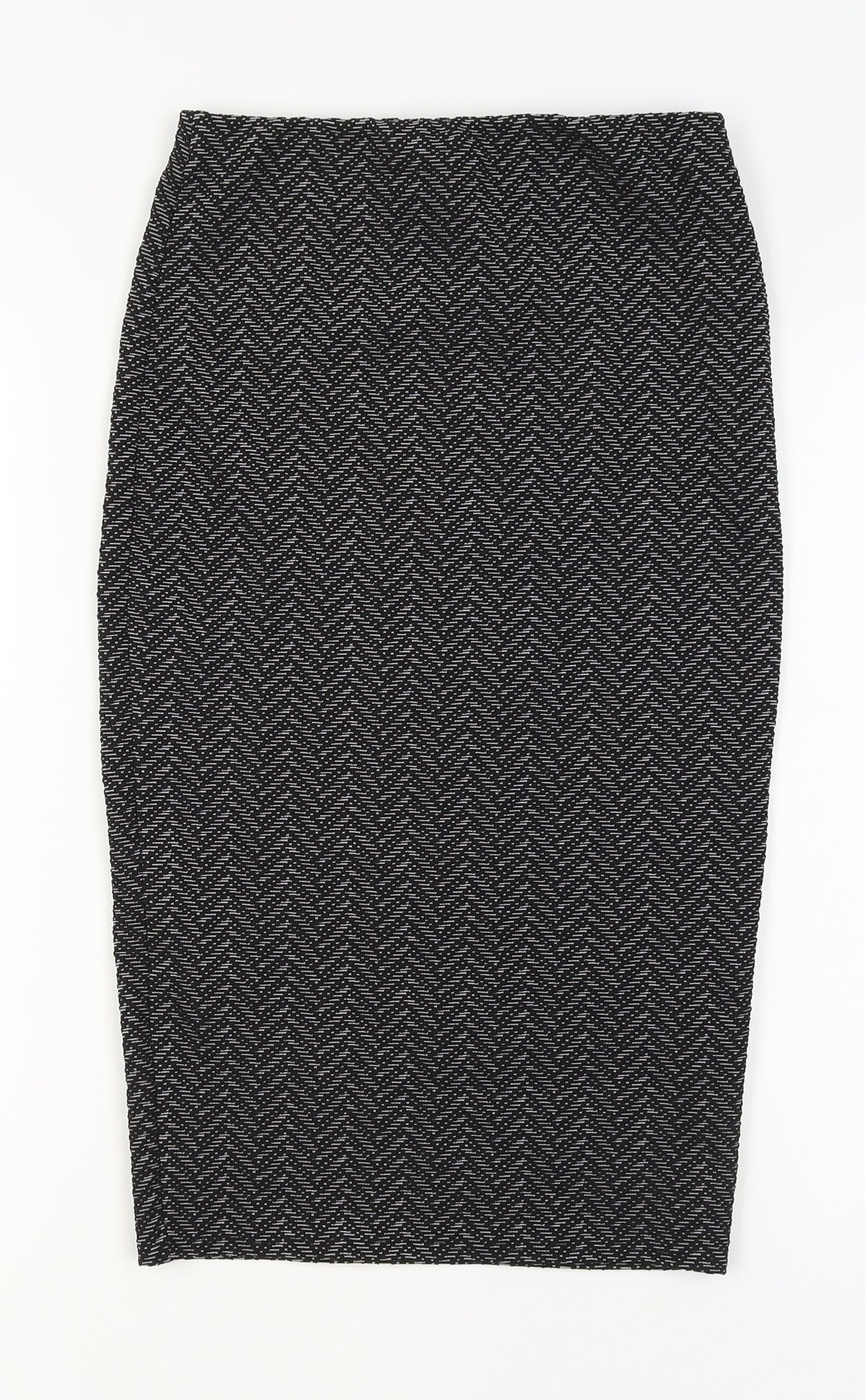 New Look Women’s Black Geometric Pencil Skirt Size 10 Stretch Jersey