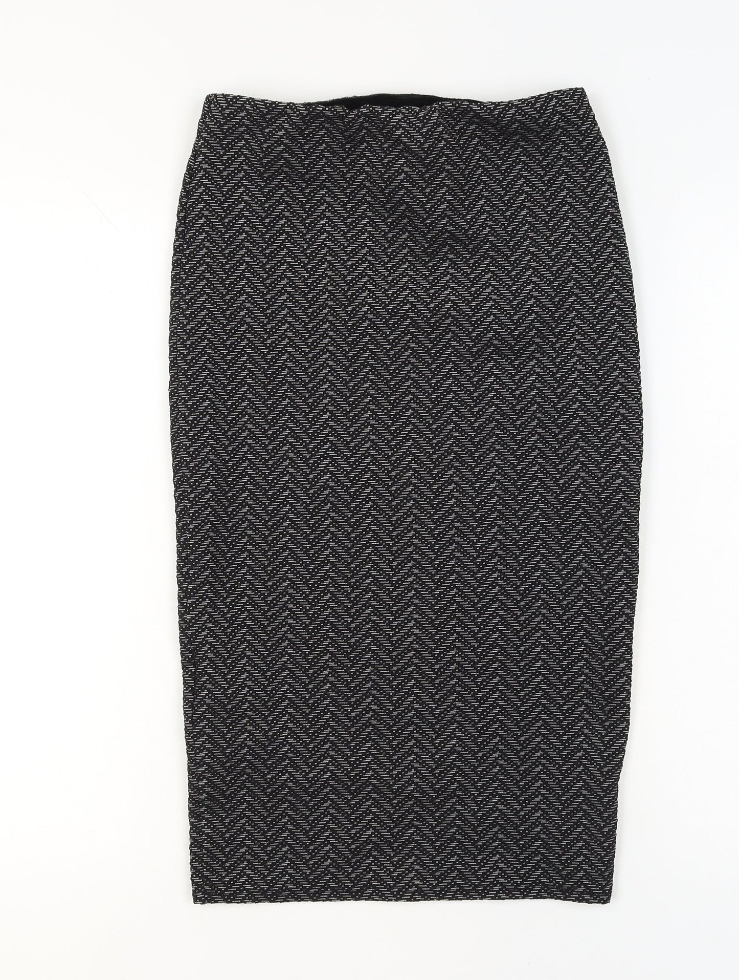 New Look Women’s Black Geometric Pencil Skirt Size 10 Stretch Jersey
