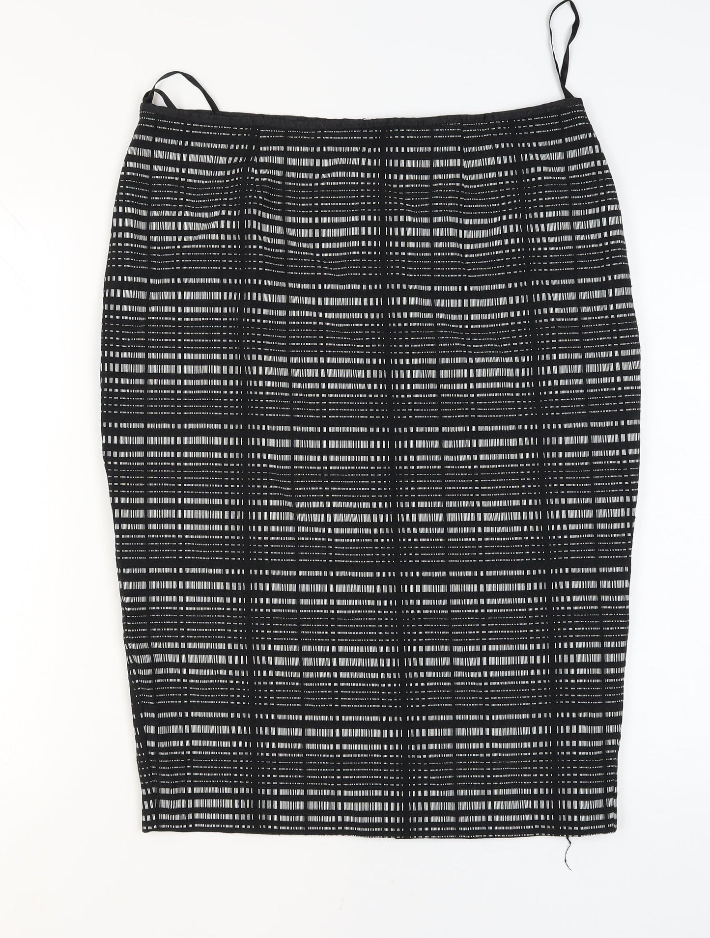 Next Women’s Black Check Pencil Skirt Size 14 Knee Length Stretch