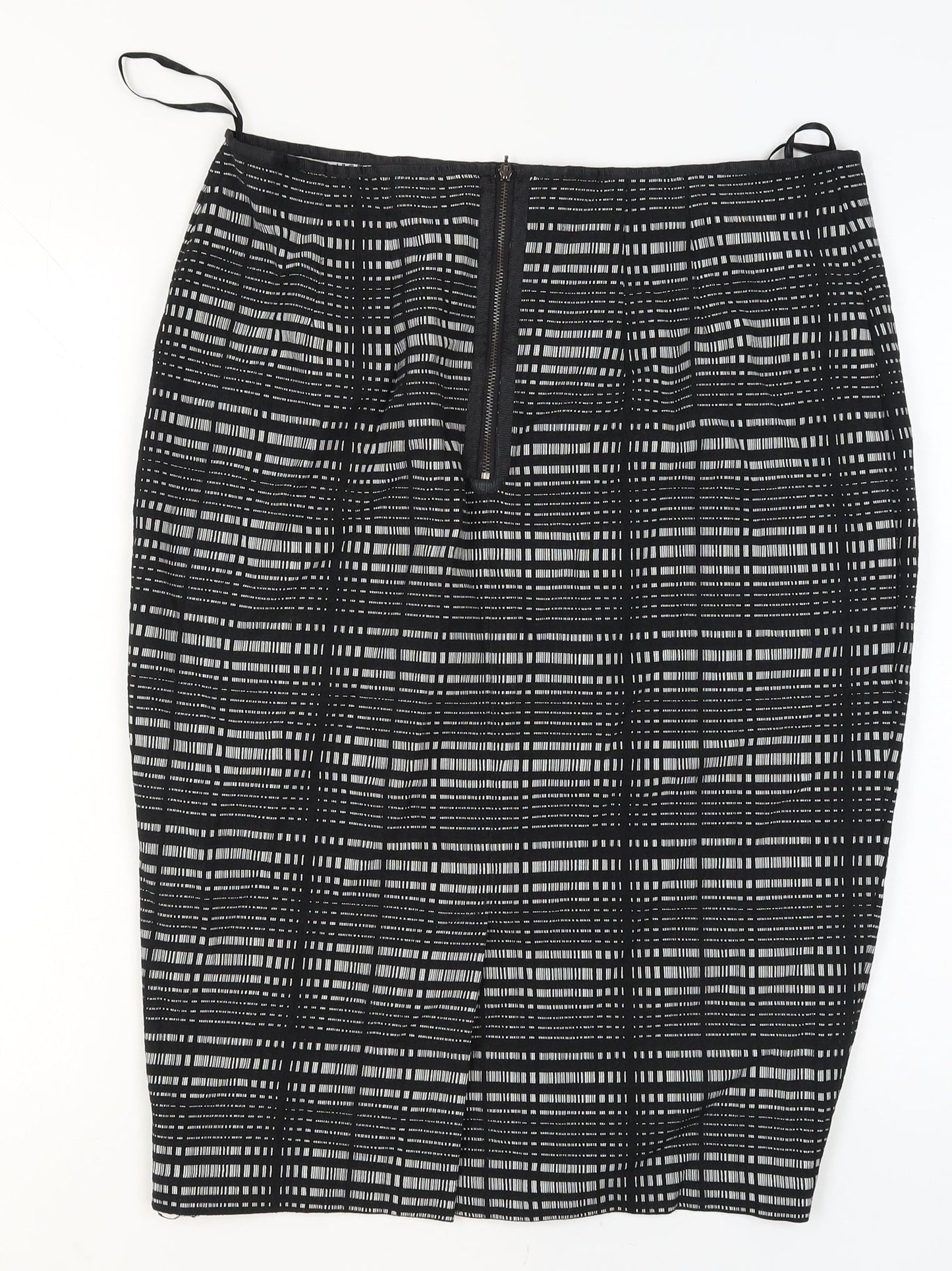 Next Women’s Black Check Pencil Skirt Size 14 Knee Length Stretch