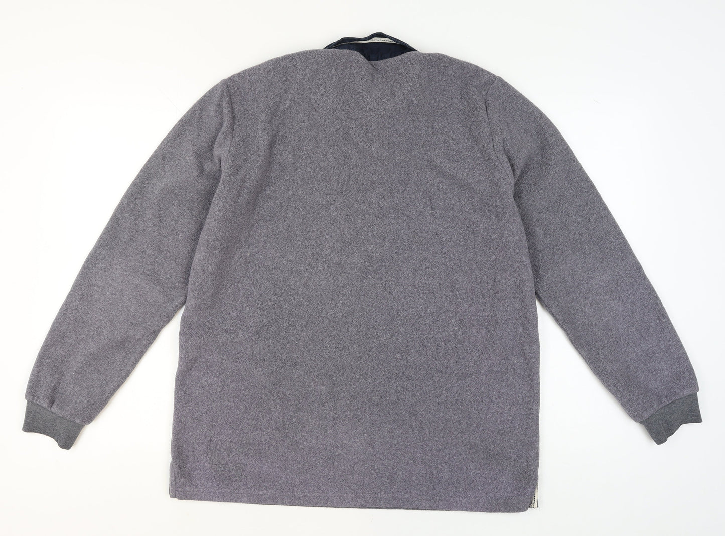 Cotton Traders Mens Grey Fleece Collared Pullover Jumper L
