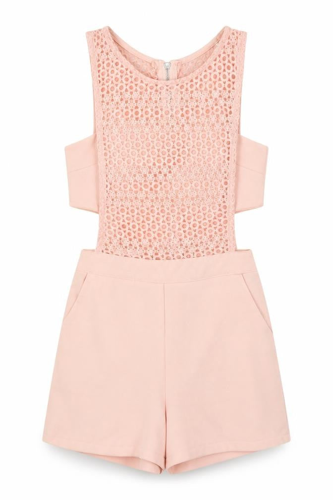 Cherry Koko Womens Pink Lace Zip Back Sleeveless Playsuit Size M