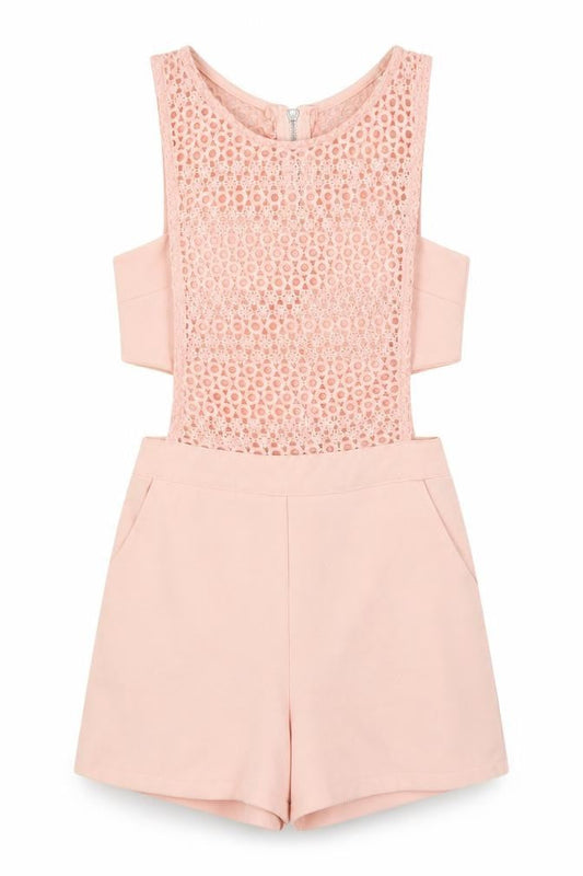 Cherry Koko Womens Pink Lace Zip Back Sleeveless Playsuit Size M