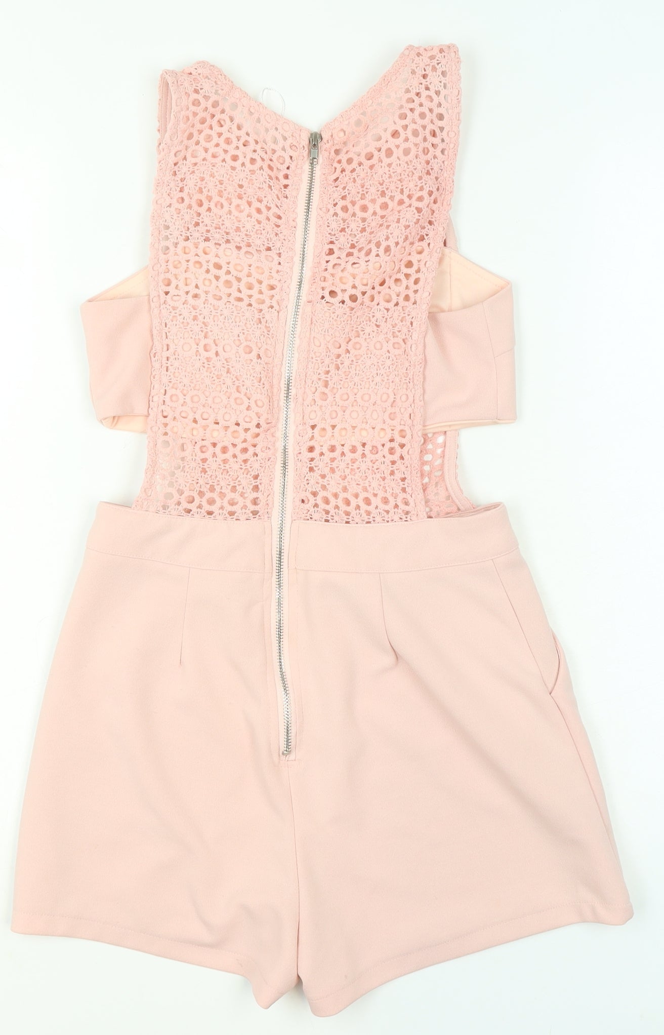 Cherry Koko Womens Pink Lace Zip Back Sleeveless Playsuit Size M