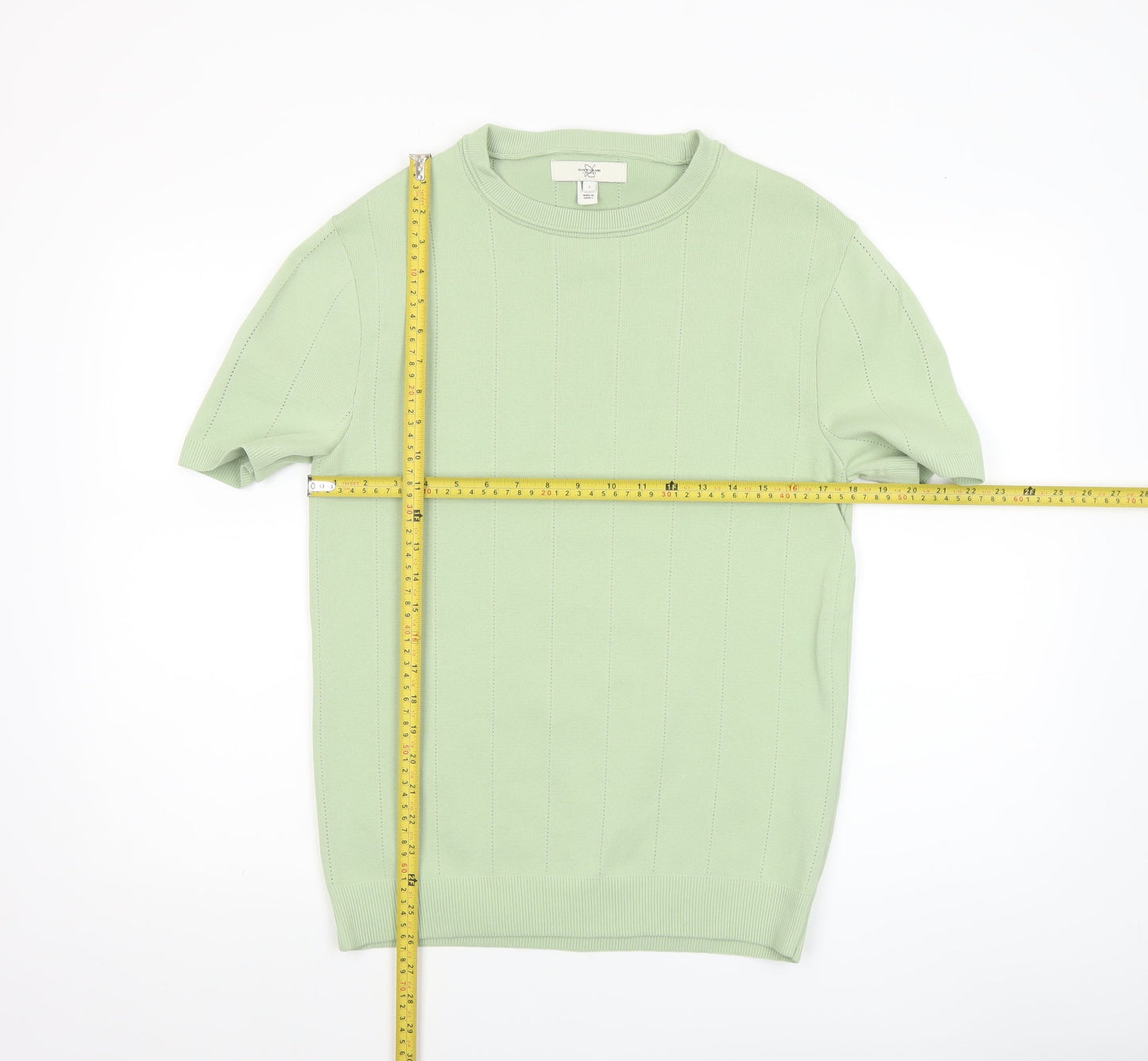 River Island Men's Green L Short Sleeve Crew Neck Pullover Jumper