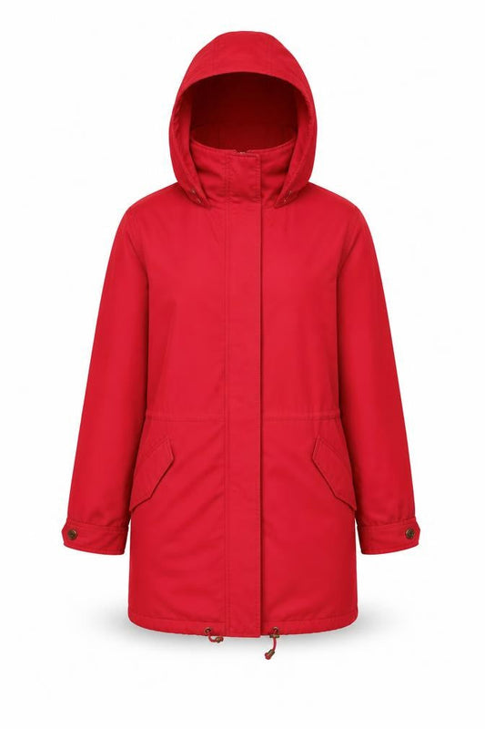 Dannimac Women’s Red Waterproof Hooded Parka Jacket Size M