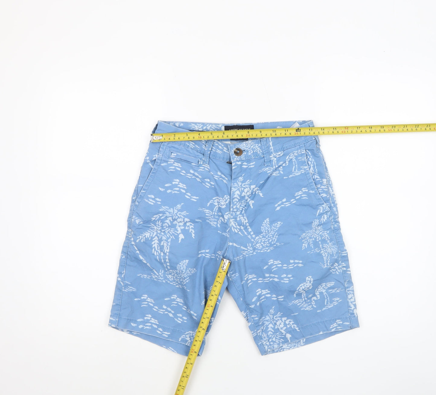 American Eagle Men’s Blue Chino Shorts Size 28 Tropical Print
