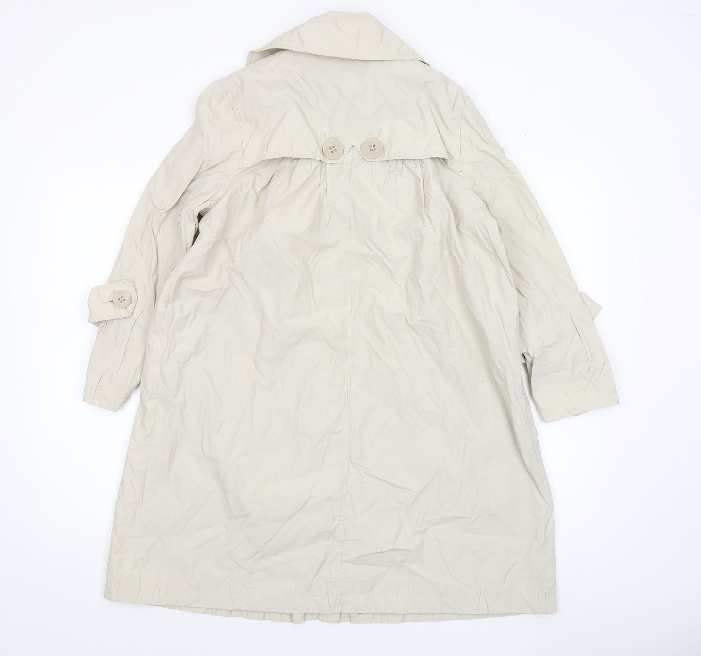 Warehouse Women's Beige Trench Coat Size 12 Cotton Blend
