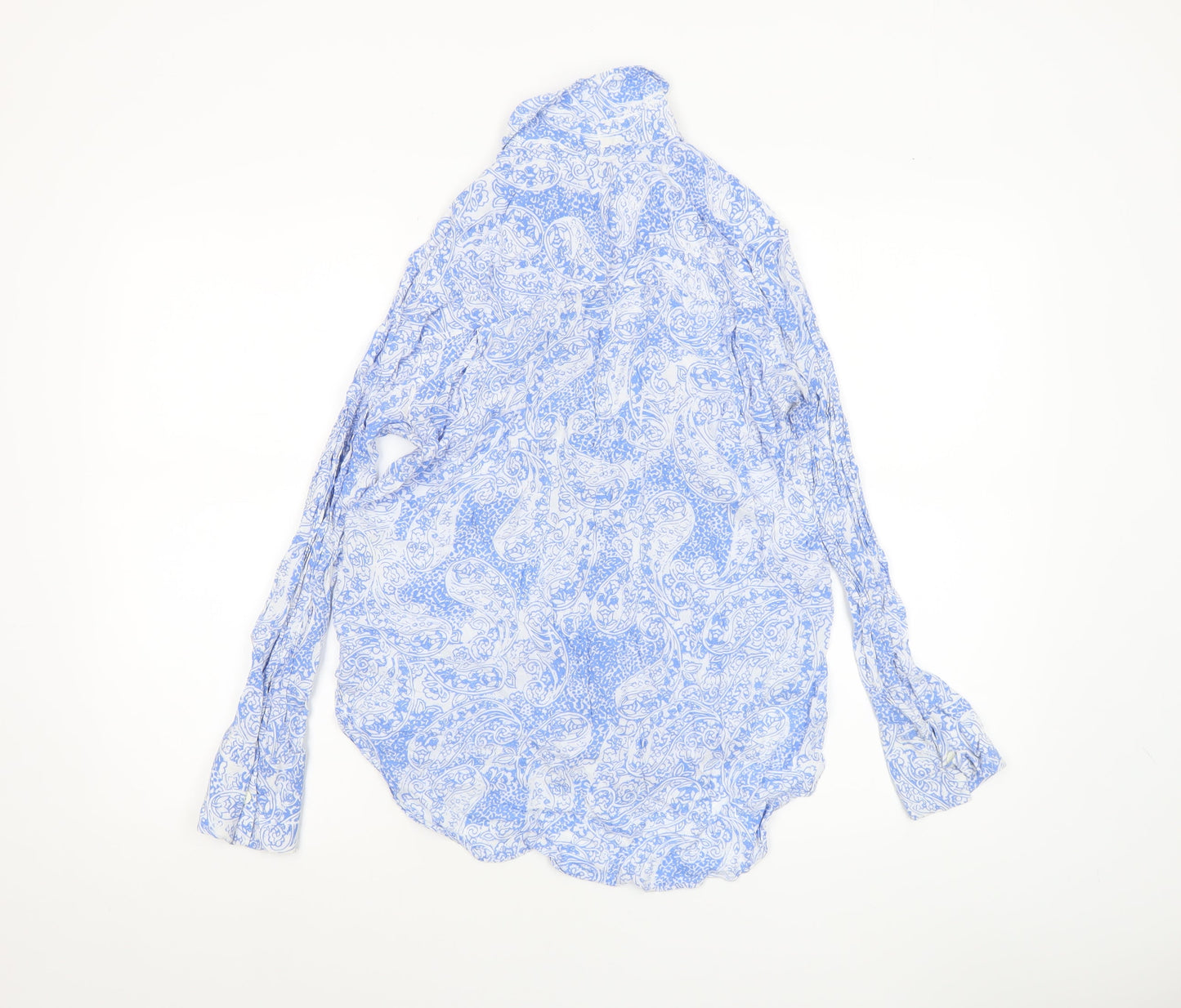 Zara Women’s Blue Paisley Viscose Long Sleeve Tunic Blouse Size 8