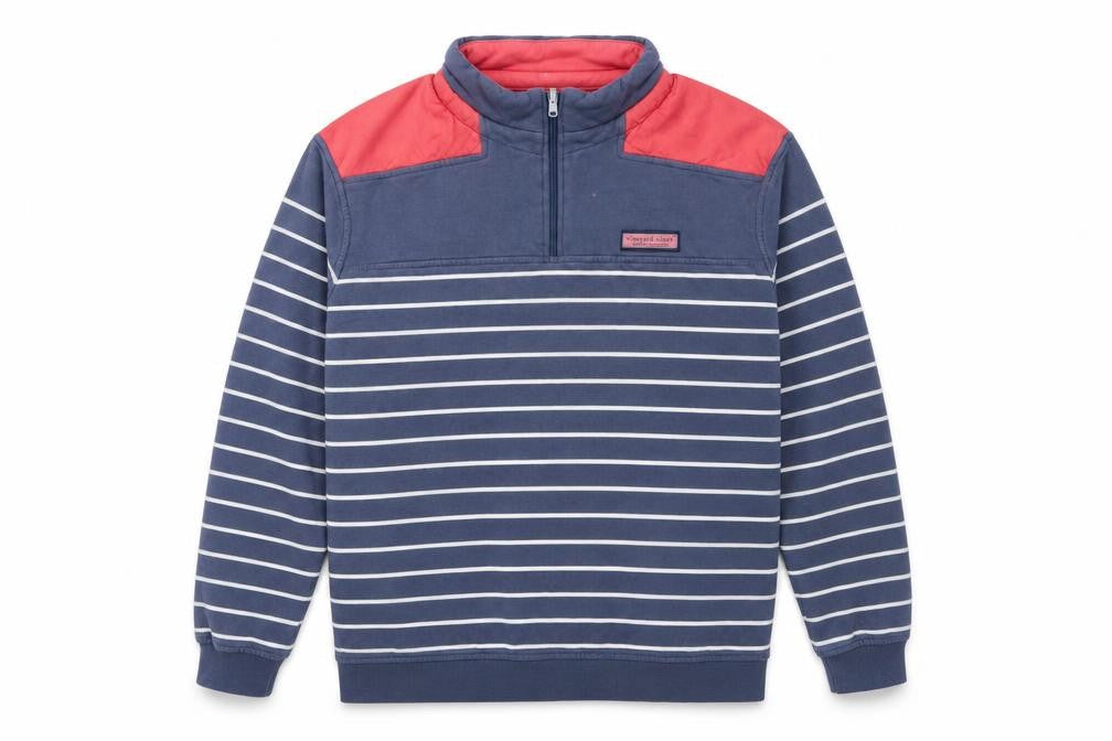 Vineyard Vines Men's Blue Striped 1/2 Zip Cotton Sweatshirt M
