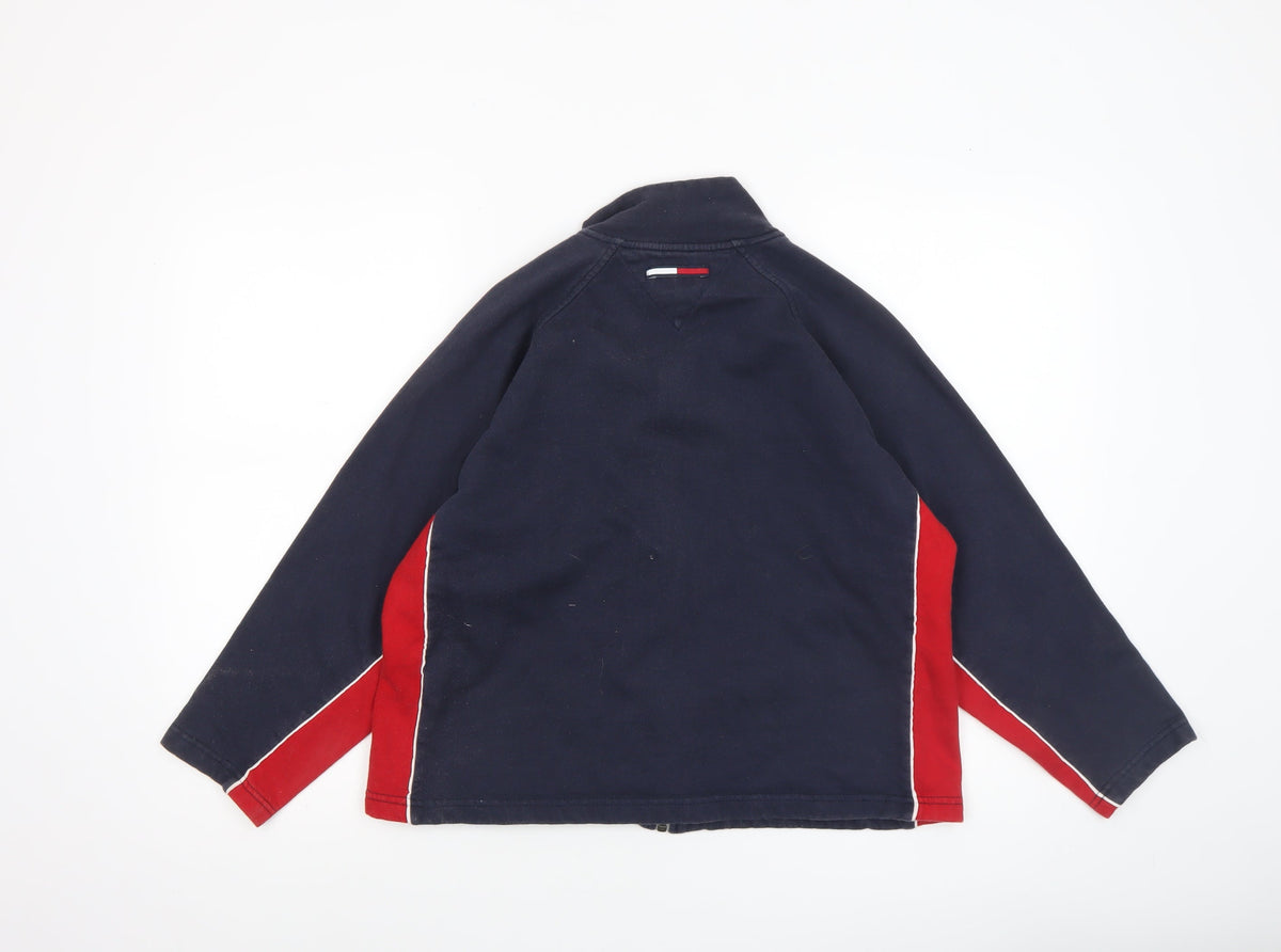 Tommy Hilfiger Boys Blue Full Zip Cotton Jacket Size L Classic Logo