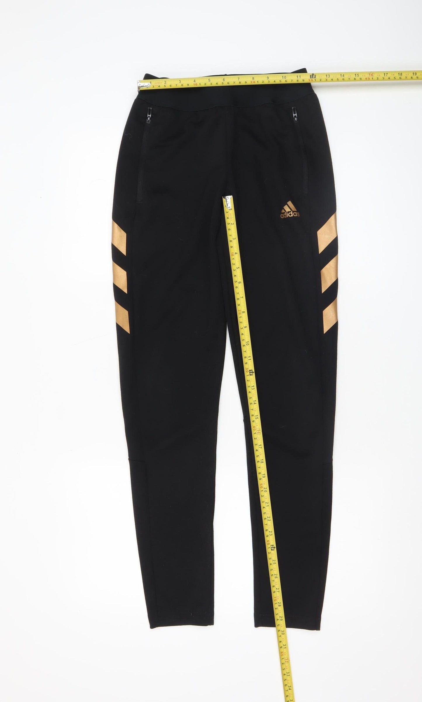 Adidas Boys Black Jogger Trousers 13-14 Years with Gold Stripes