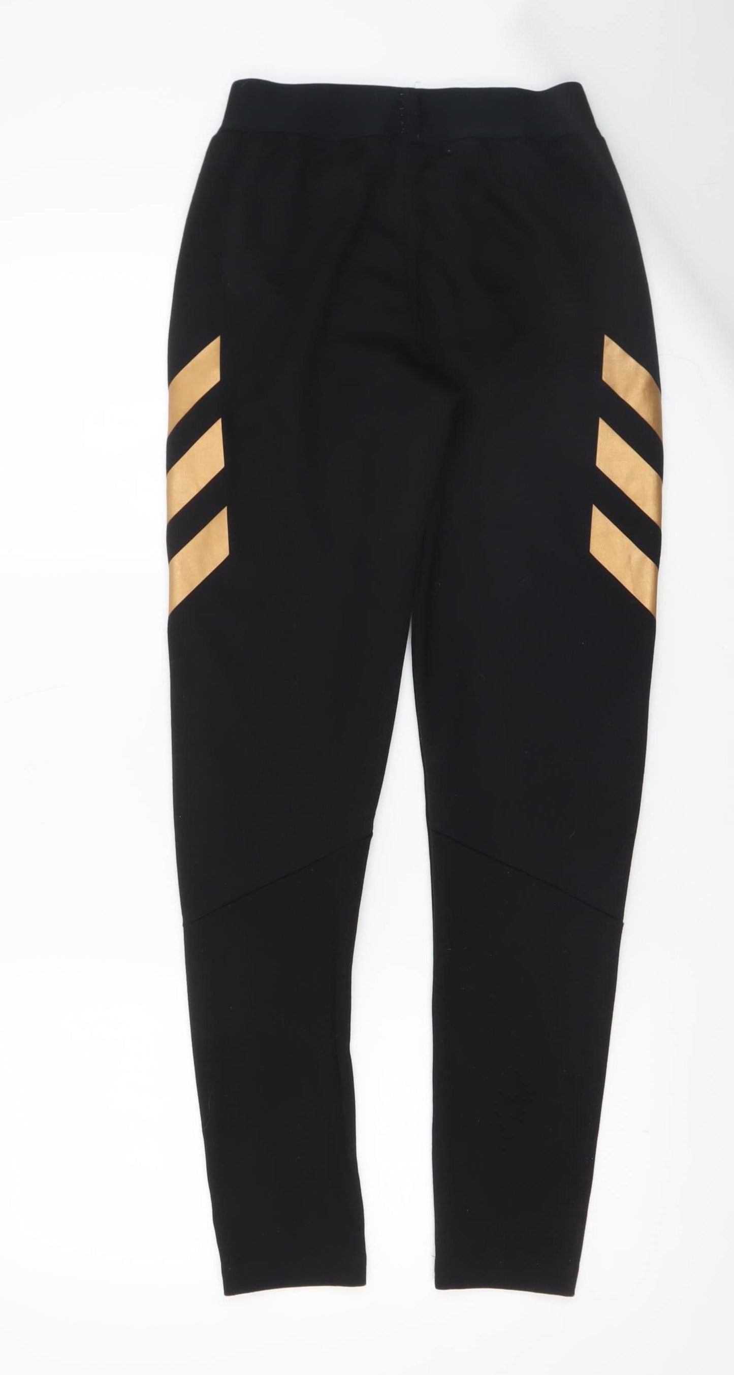 Adidas Boys Black Jogger Trousers 13-14 Years with Gold Stripes