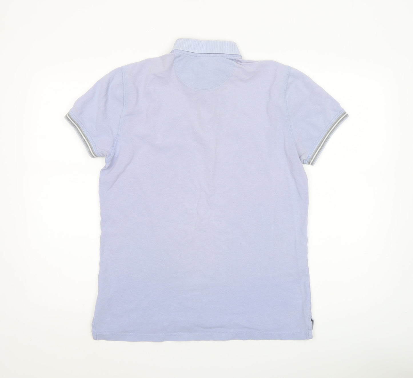 Massimo Dutti Men's Light Blue Casual Fit Cotton Polo Shirt M