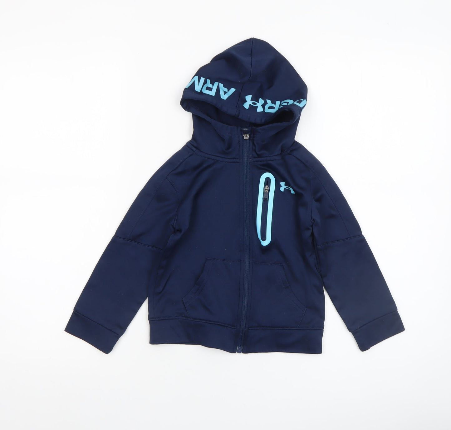 Under Armour Boys Blue Full Zip Hoodie 2-3 Years Hooded Sports Top