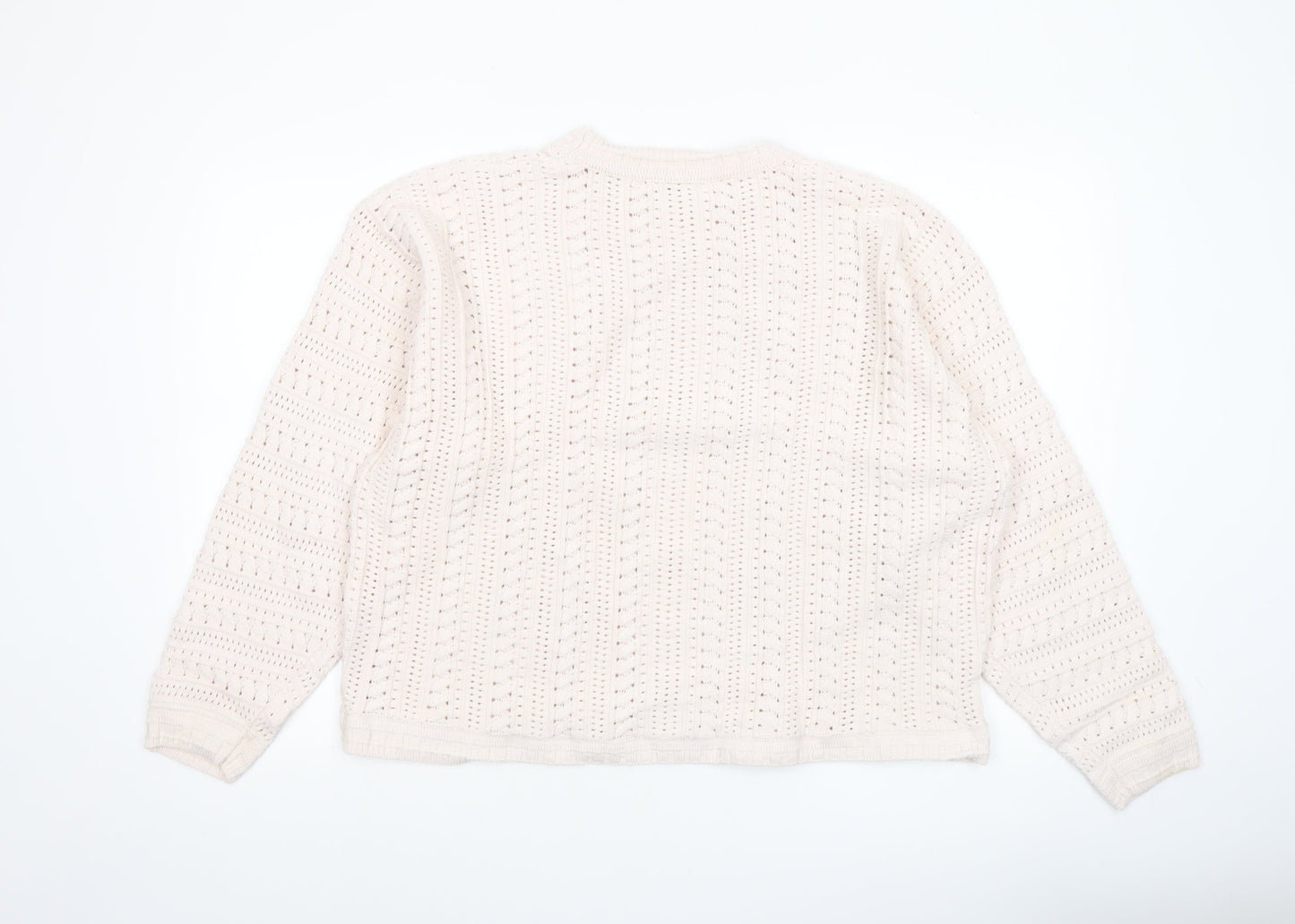 Gallery Women’s Ivory Open-Knit Cotton Blend Jumper XL