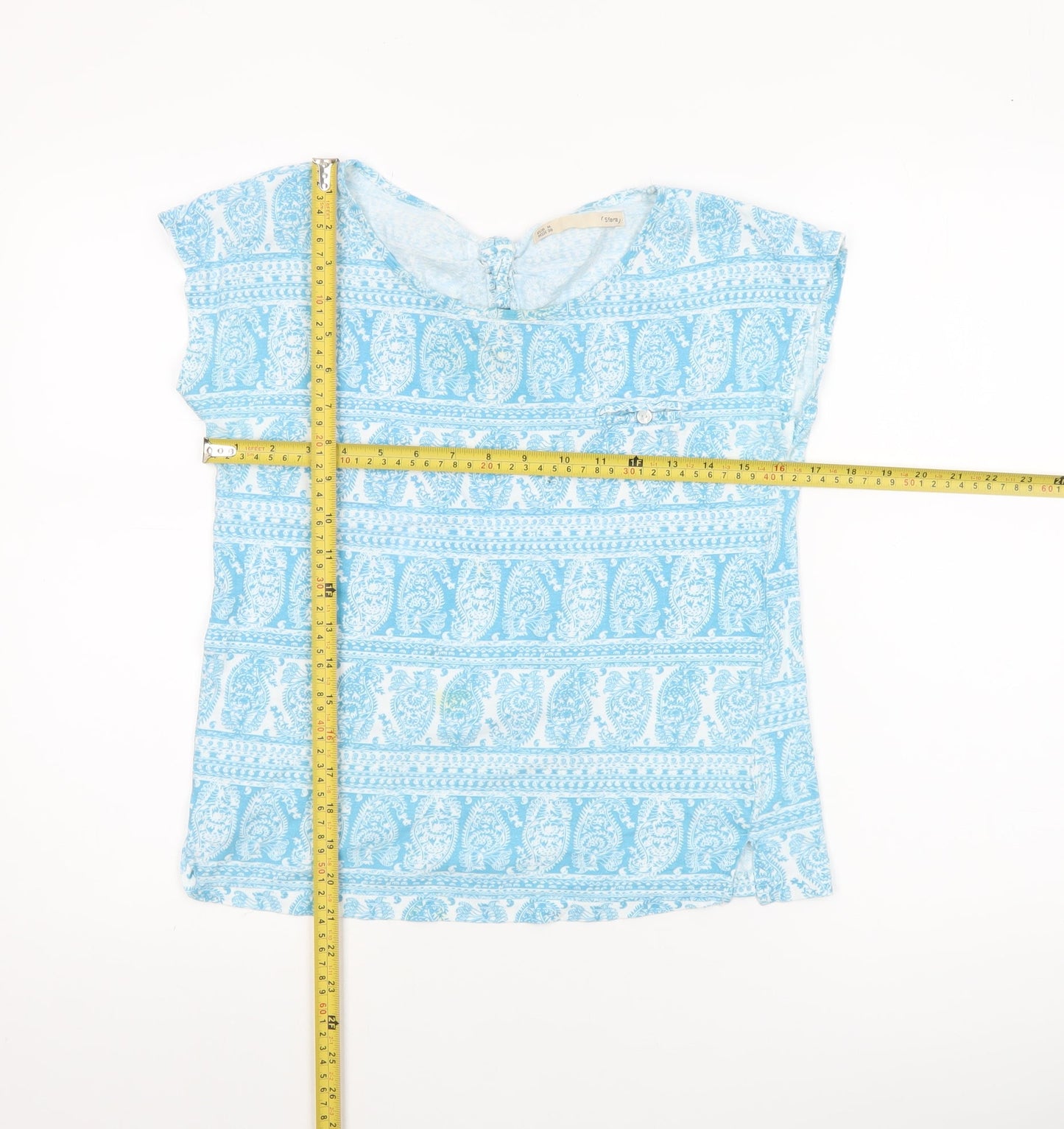 Sfera Women Blue Paisley Sleeveless Tunic Blouse Size 12