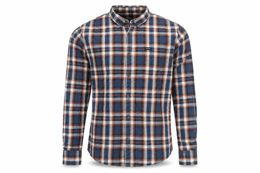 Diesel Mens Blue Check Long Sleeve Button-Up Cotton Shirt Medium