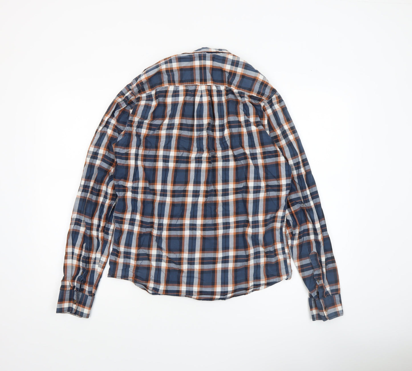 Diesel Mens Blue Check Long Sleeve Button-Up Cotton Shirt Medium