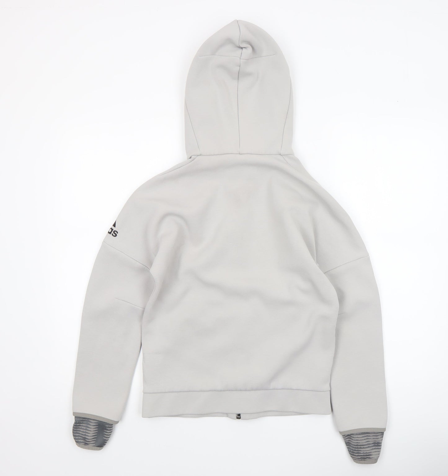 Adidas Boys Grey Full Zip Hoodie 11-12 Years Hooded Sportswear