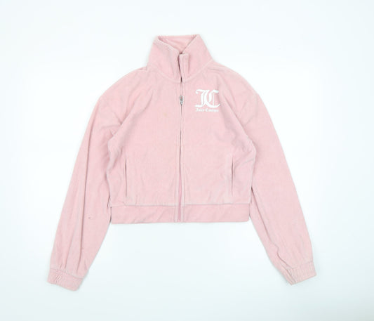 Juicy Couture Girls Pink Velour Track Jacket 12-13 Years Full Zip Logo