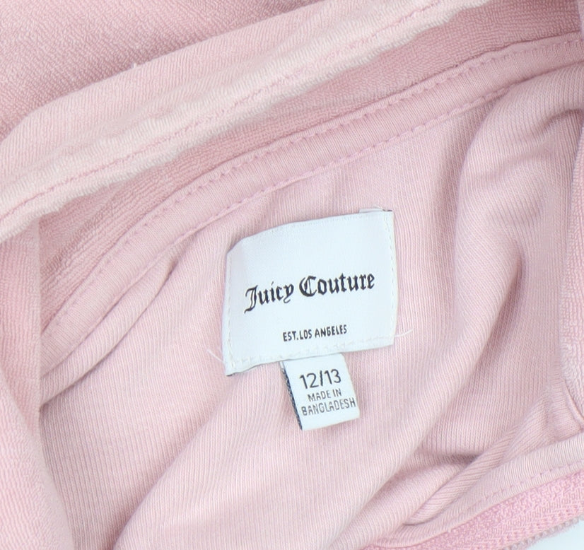 Juicy Couture Girls Pink Velour Track Jacket 12-13 Years Full Zip Logo